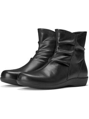 Women’s Black Synthetic Zipper Flat Ankle Boots Casual Comfortable Short Booties